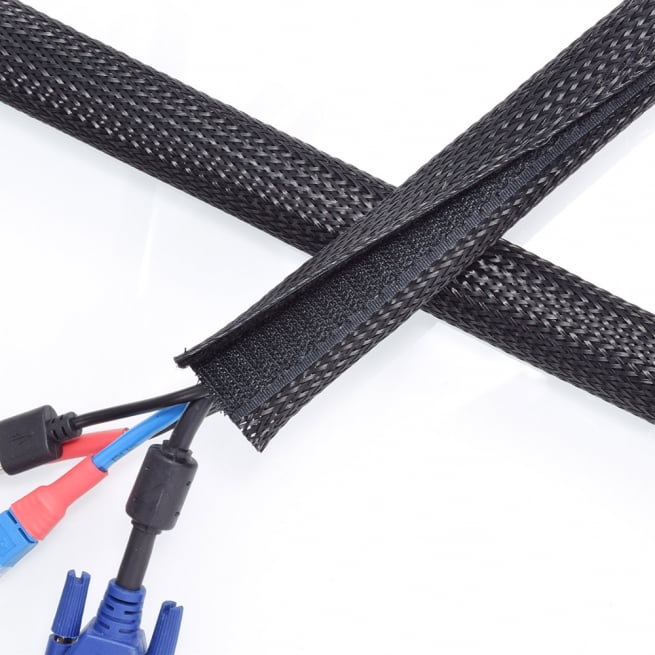 Hook And Loop Braided Wrap Sleeving MJ Cable Protection Sleeve