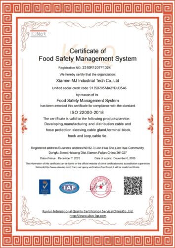Certificate of Food Safety Management System